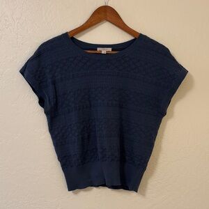 LOFT Deep Blue Textured Short Sleeve Top